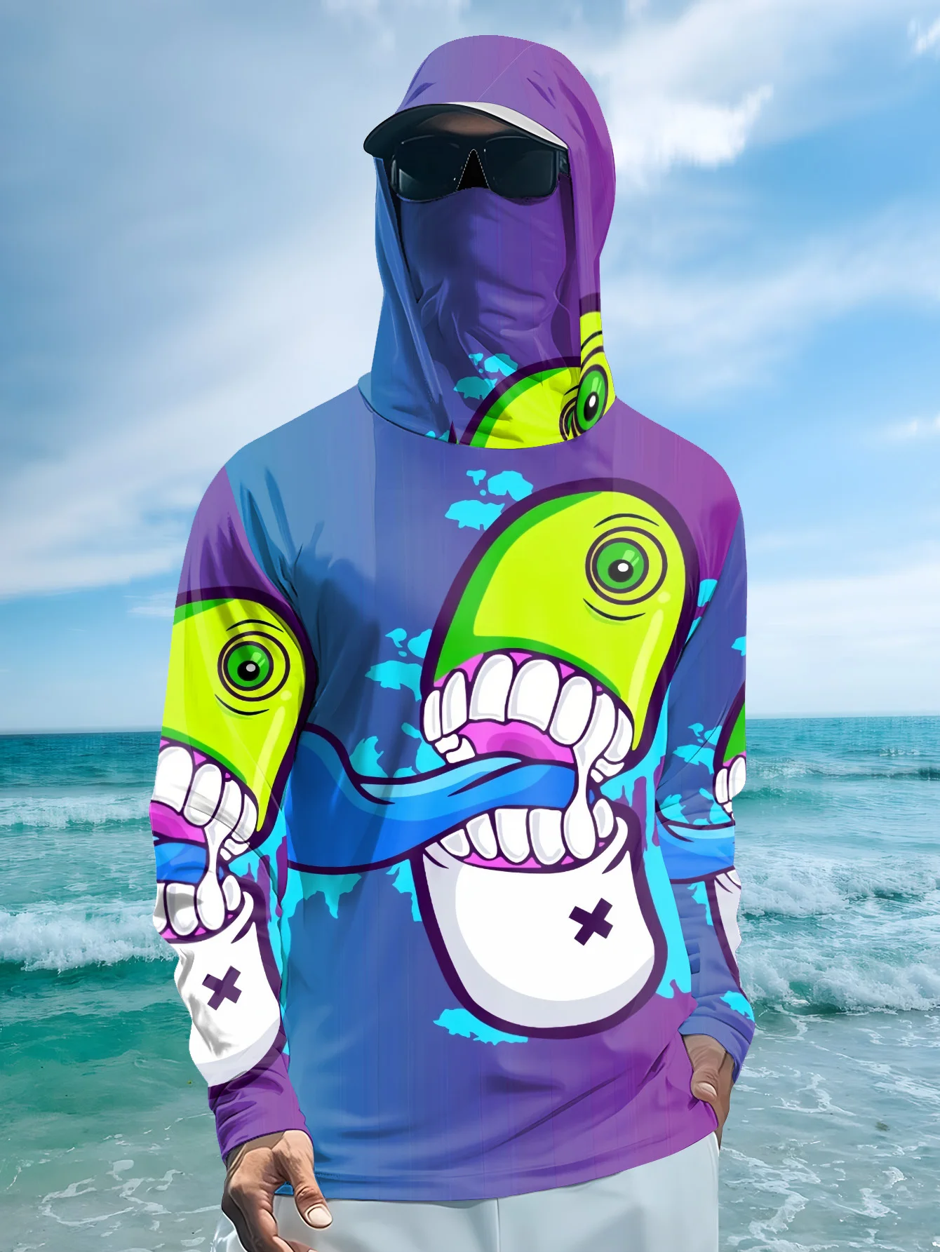 Monstera - Herren Cartoon Monster Graffiti Angel-Hoodie mit