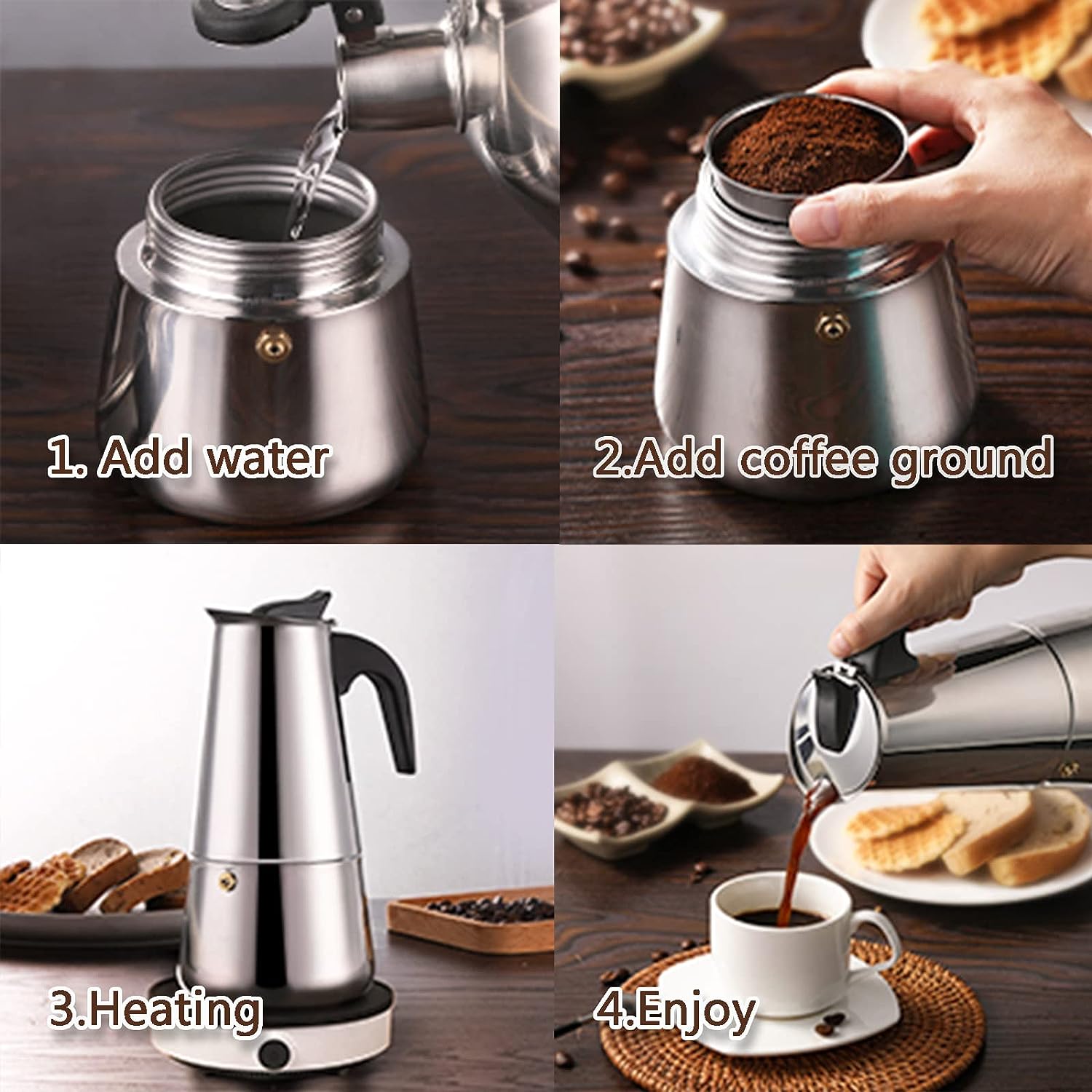 4/6/9 Tassen Moka Pot Caffe Ma – Pothos Bewertung und Preis